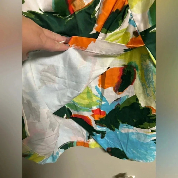 London Times Watercolor Print Ruched Wrap Dress Size 10 Sheath Sleeveless - Picture 5 of 6